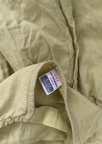 Sarı Keten Düğmeli Bohem Kız Elbisesi - Görsel 3