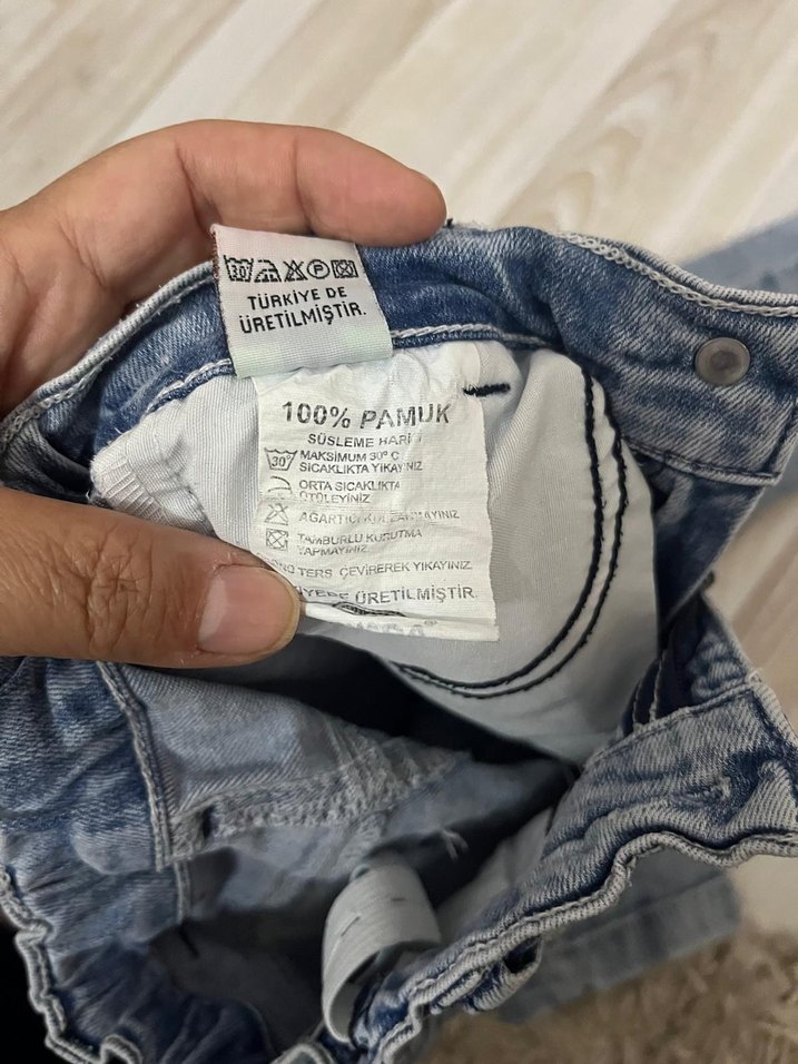 Pul İşlemeli Gri Bol Kesim Kız Kot Pantolon - Görsel 2