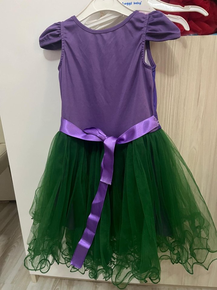 Mor Prenses Desenli Kız Çocuk Elbise - Görsel 2