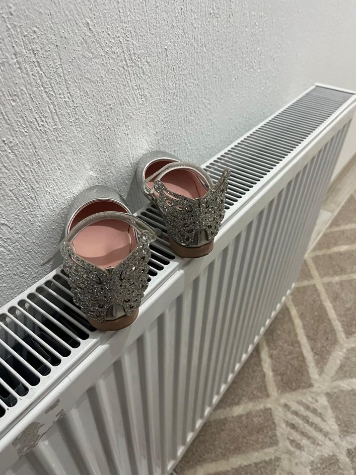 Kelebek Kanatlı Metalik Gri Kız Babet - Görsel 2