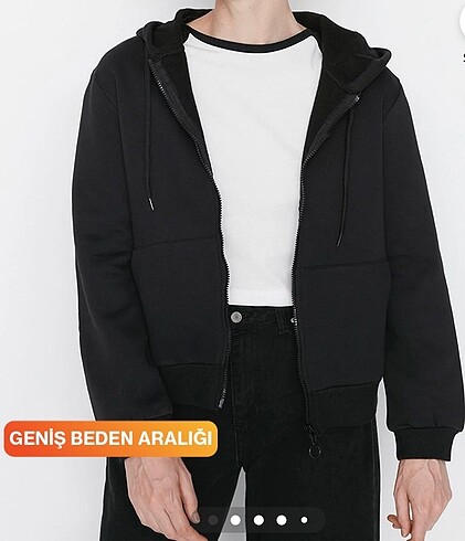 Siyah Fermuarlı Kapüşonlu İnce Sweatshirt