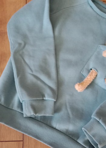6 Yaş Beden mavi Renk Kız Çocuk Mavi Pamuklu Sweatshirt