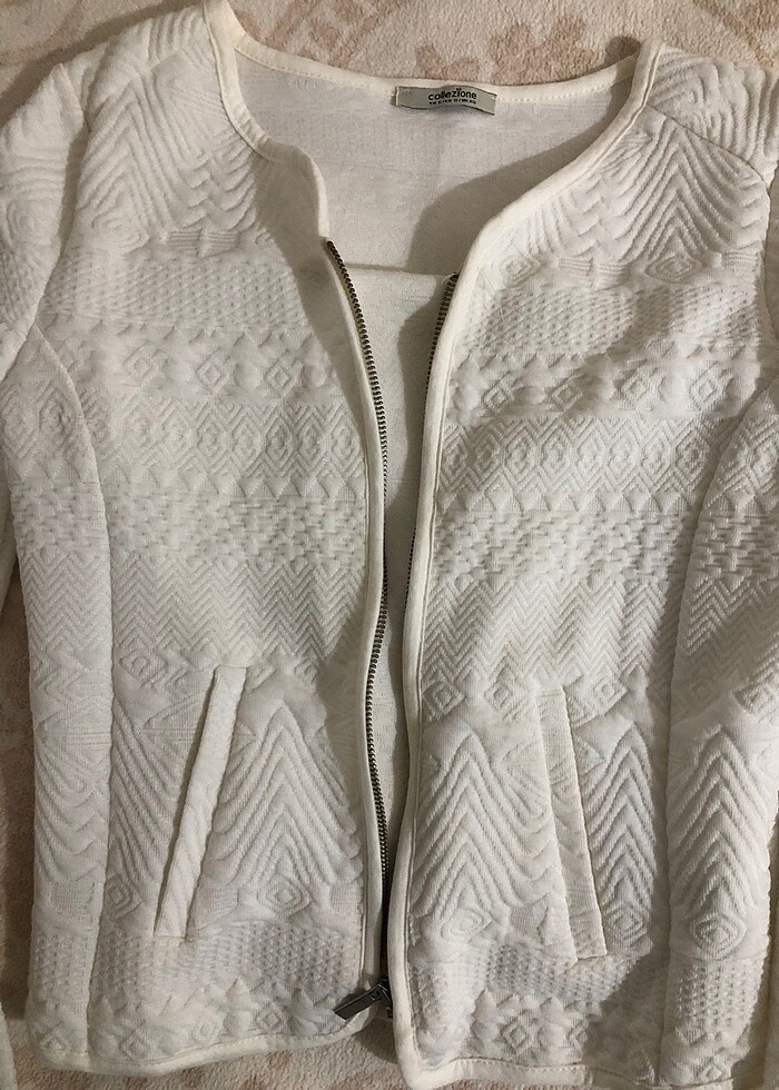 Beyaz ceket hırka - Görsel 2