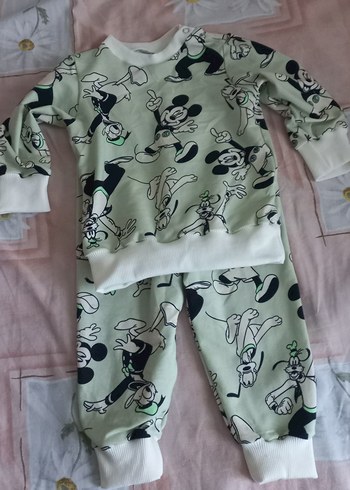 6 Ay Beden Erkek Bebek Örme Desenli Yeşil Takım