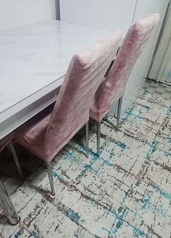  Beden pembe Renk 4 adet pudra rengi kadife sandalye kılıfı.. 