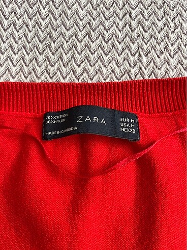 Zara vintage zara eski sezon kısa kollu kırmızı triko kazak