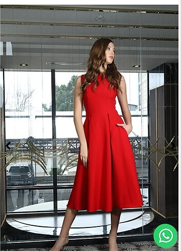 44 Beden kırmızı Renk Midi elbise