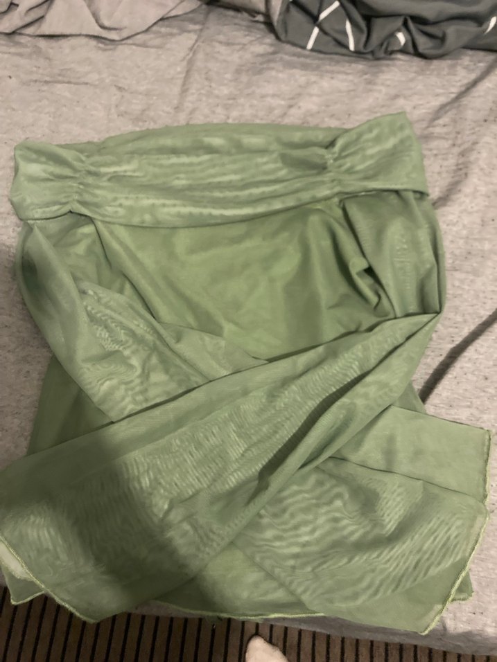 Uzun Kollu, Drapeli, Straplez Haki Bluz - Görsel 2