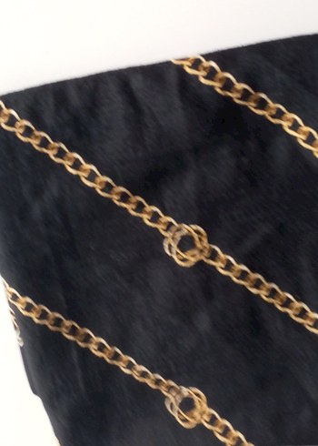 Altın Zincir Detaylı Minimalist eşarp fular - Görsel 2