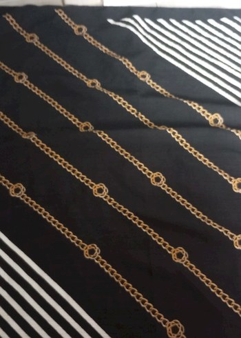 Altın Zincir Detaylı Minimalist eşarp fular - Görsel 13