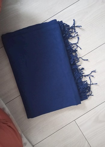 saks mavisi Püsküllü Kadın Şal - Görsel 2