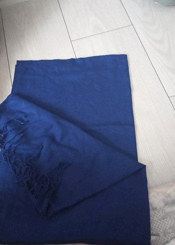 saks mavisi Püsküllü Kadın Şal - Görsel 5