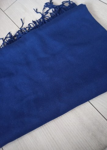 saks mavisi Püsküllü Kadın Şal - Görsel 8