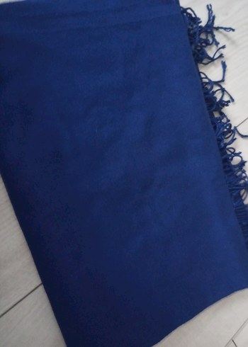 saks mavisi Püsküllü Kadın Şal - Görsel 7