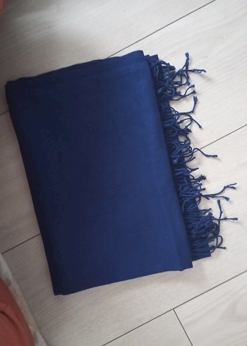 saks mavisi Püsküllü Kadın Şal - Görsel 4