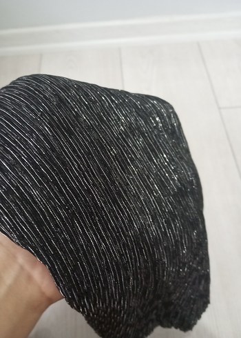 Gri Siyah parlak simli abiye şal - Görsel 3