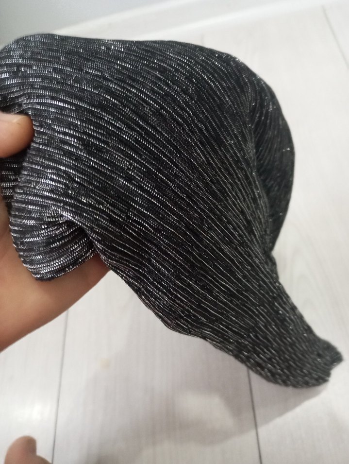 Gri Siyah parlak simli abiye şal - Görsel 2