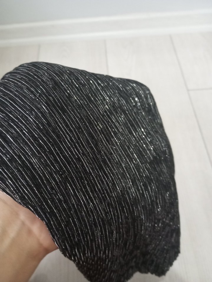 Gri Siyah parlak simli abiye şal - Görsel 3