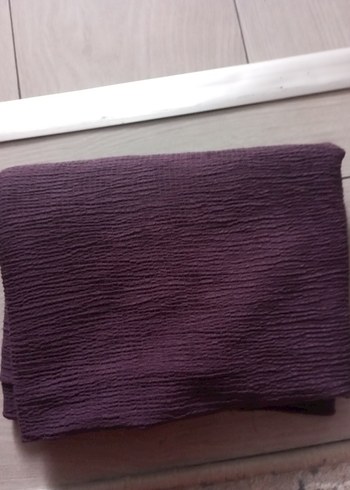 Kadın Keten Mor Pilili Eşarp - Görsel 2