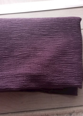 Kadın Keten Mor Pilili Eşarp - Görsel 4