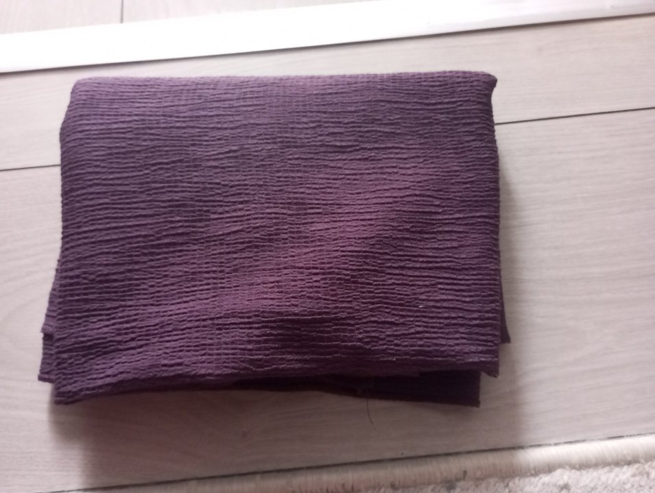 Kadın Keten Mor Pilili Eşarp - Görsel 4