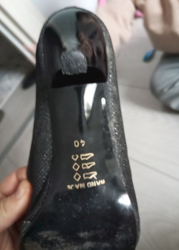 Siyah Yılan Desenli Pilili Stiletto - Görsel 7