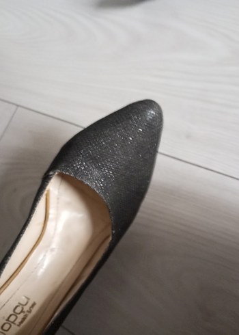 Siyah Yılan Desenli Pilili Stiletto - Görsel 3