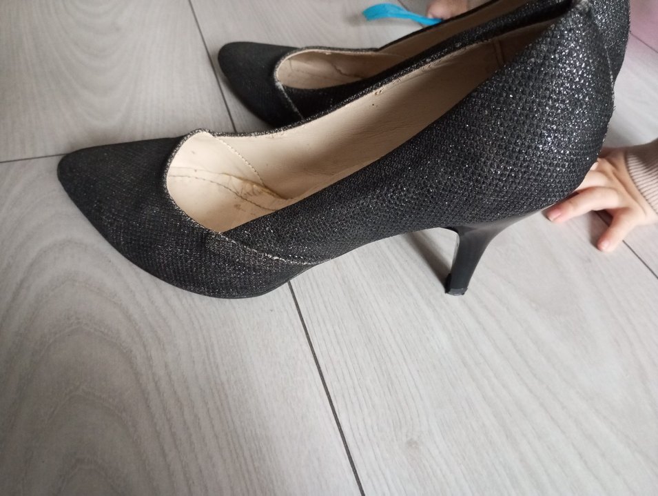 Siyah Yılan Desenli Pilili Stiletto - Görsel 5