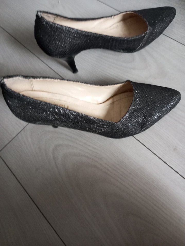 Siyah Yılan Desenli Pilili Stiletto - Görsel 4