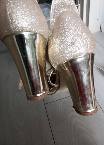 Bej Parlak Desenli Stiletto Topuklu Ayakkabı - Görsel 7