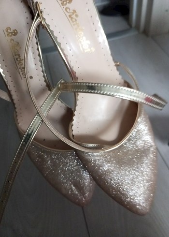 Bej Parlak Desenli Stiletto Topuklu Ayakkabı - Görsel 2