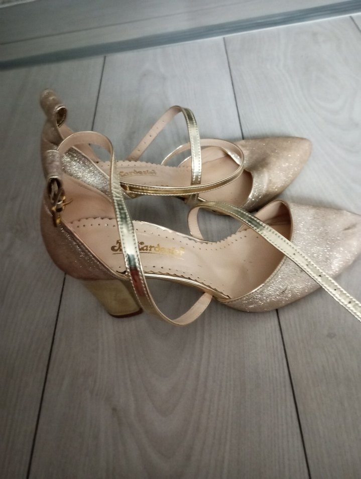 Bej Parlak  Desenli Stiletto Topuklu Ayakkabı - Görsel 5