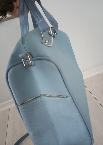 Mavi Süet Kadın Çanta Fermuarlı - Görsel 9