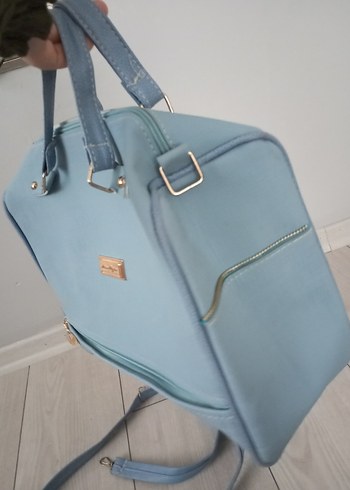 Mavi Süet Kadın Çanta Fermuarlı - Görsel 6