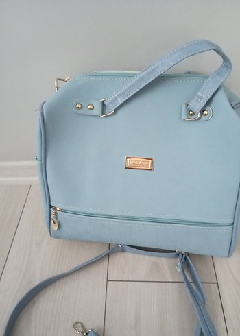 Mavi Süet Kadın Çanta Fermuarlı - Görsel 2