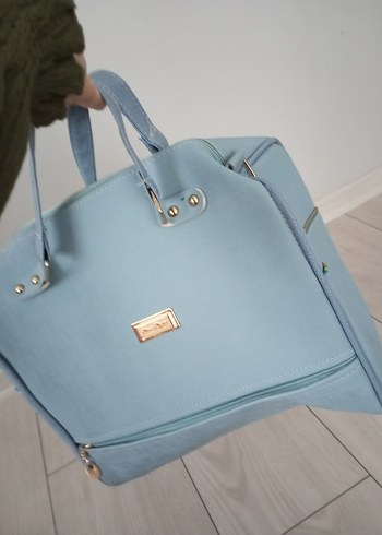 Mavi Süet Kadın Çanta Fermuarlı - Görsel 4
