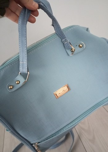 Mavi Süet Kadın Çanta Fermuarlı - Görsel 8