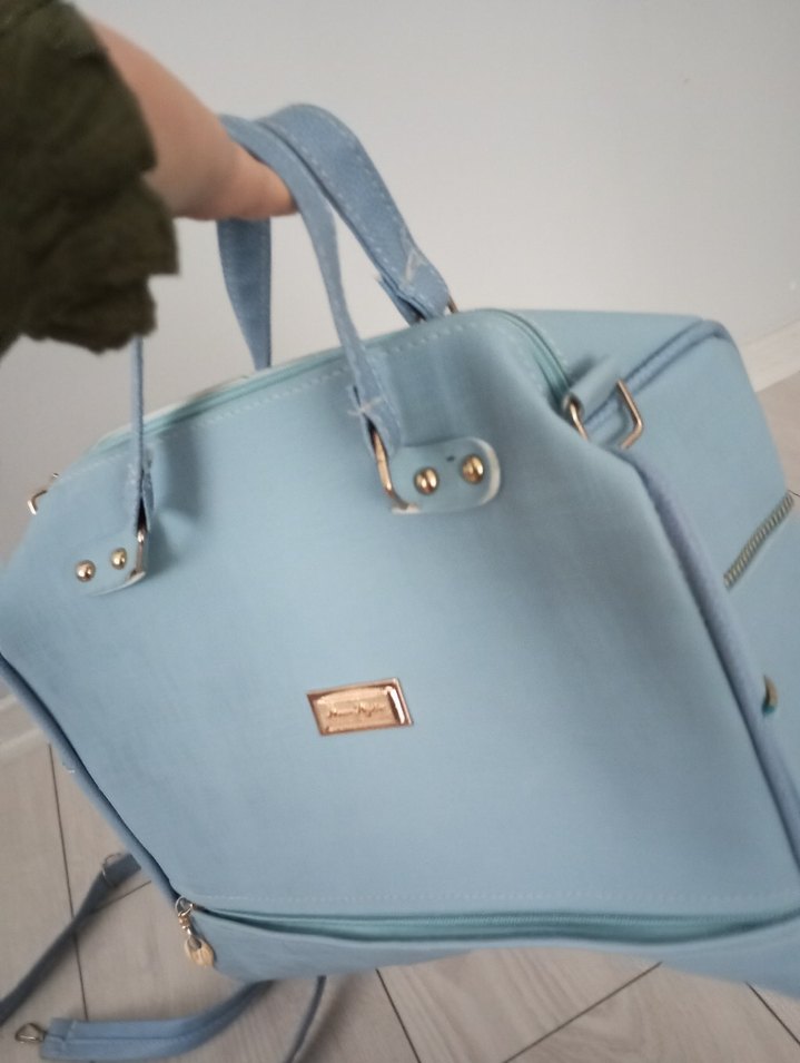 Mavi Süet Kadın Çanta Fermuarlı - Görsel 5