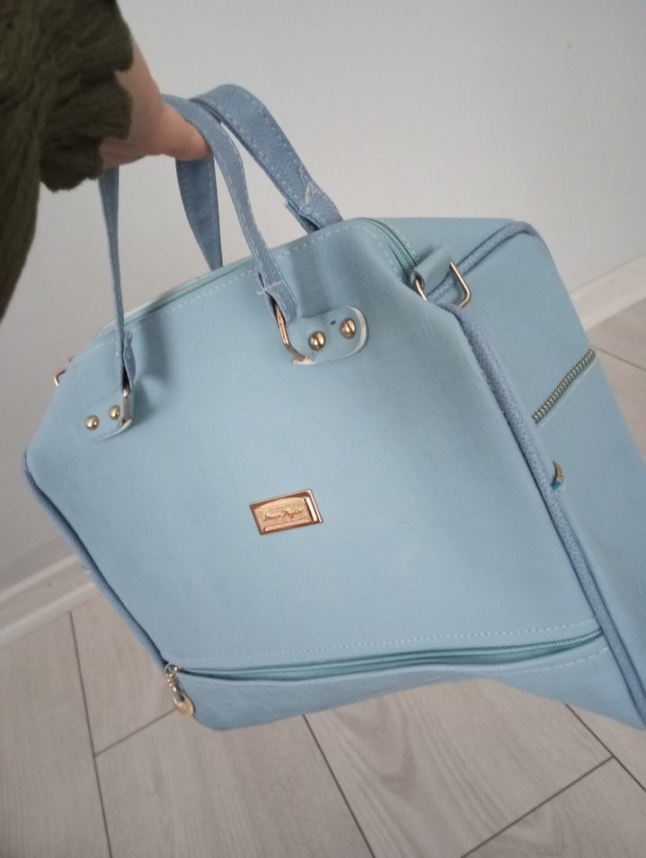 Mavi Süet Kadın Çanta Fermuarlı - Görsel 3