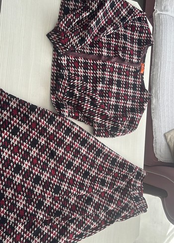Diğer Bordo Desenli Kadın Uzun Takım