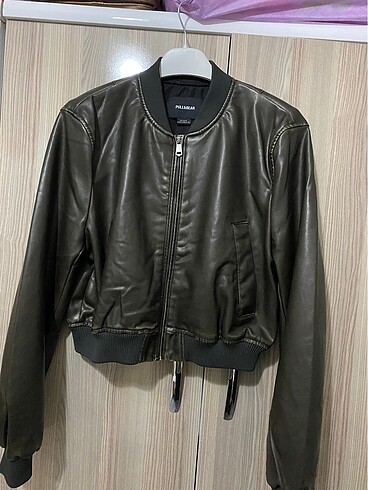 pull bear suni deri bomber ceket