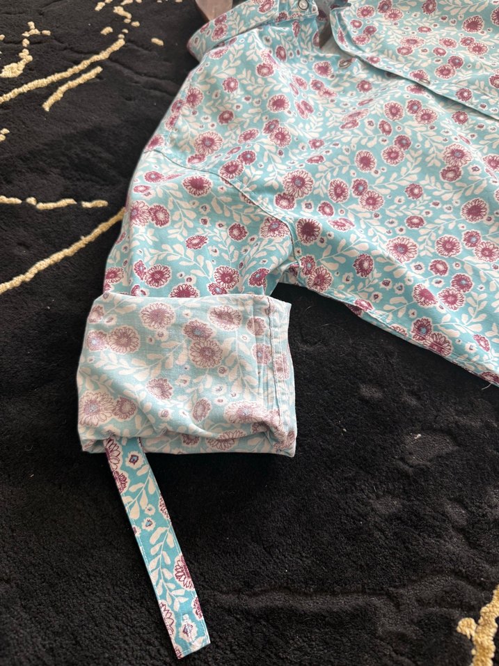 Çiçek Desenli Kısa Kollu Pamuklu Gömlek - Görsel 4