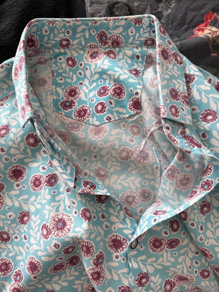 Çiçek Desenli Kısa Kollu Pamuklu Gömlek - Görsel 3