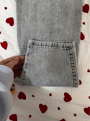 l Beden gri Renk Koton Jeans bol pantolon