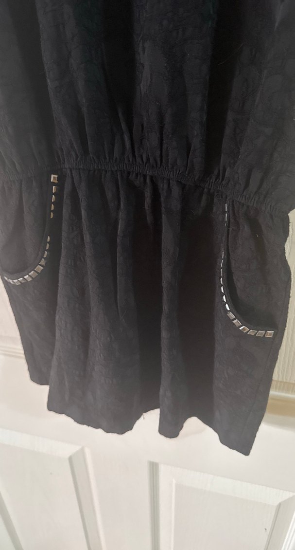 Siyah Kolsuz Yüksek Yakalı elbise - Görsel 5