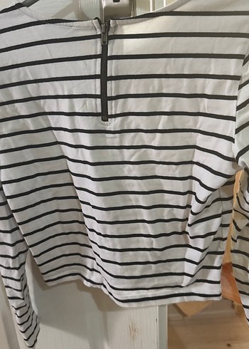 Uzun Kollu Çizgili Kadın Tişört - Görsel 2