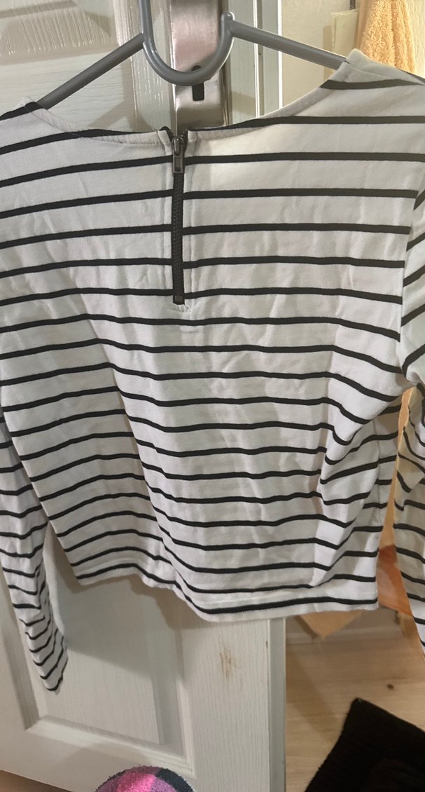 Uzun Kollu Çizgili Kadın Tişört - Görsel 2