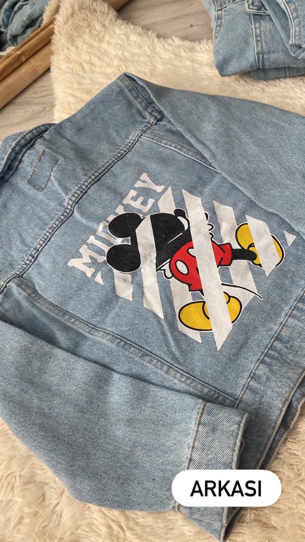 Kız Çocuk Gri Kot Ceket Düğmeli - Görsel 2