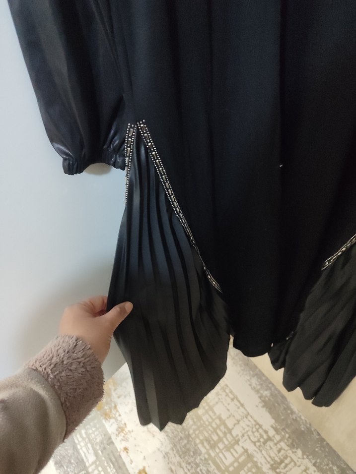 Uzun Siyah Gotik Salaş Elbise - Görsel 3