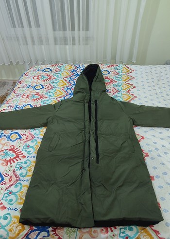 Kadın Çok Renkli Uzun Kışlık Kapüşonlu Mont - Görsel 3